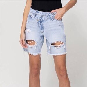 VERVET BY FLYING MONKEY Light Blue Distressed Jean Shorts